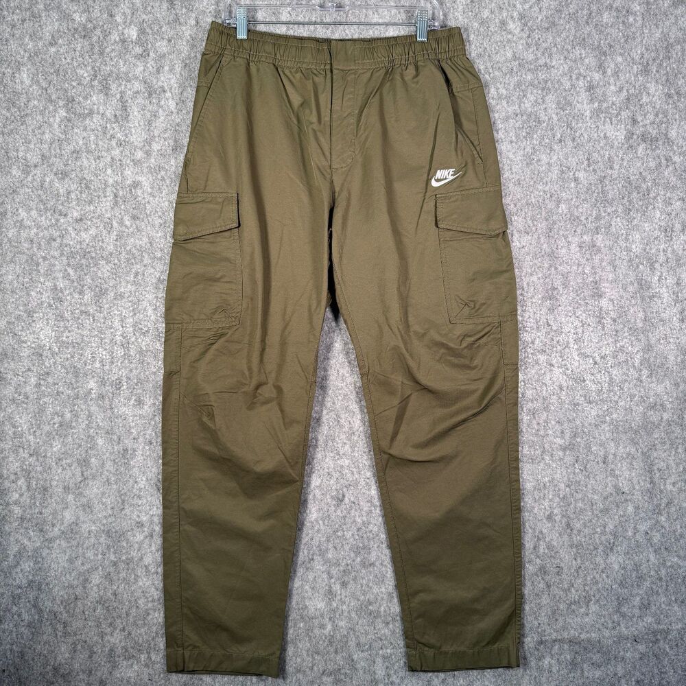 Nike Sportswear Woven Unlined Utility Cargo Pants Mens Large 33x30 Olive Green